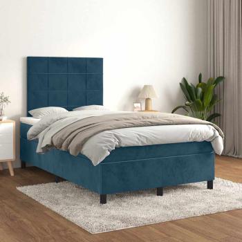 ARDEBO.de - Boxspringbett mit Matratze Dunkelblau 120x190 cm Samt