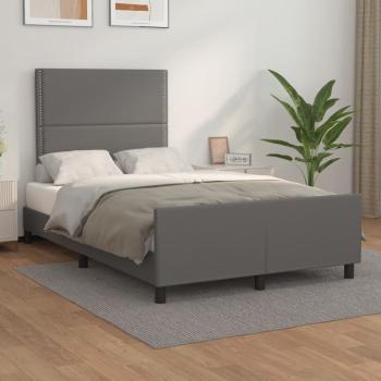 ARDEBO.de - Bettgestell ohne Matratze Grau 120x190 cm Kunstleder