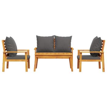 4-tlg. Garten-Lounge-Set mit Kissen Massivholz Akazie