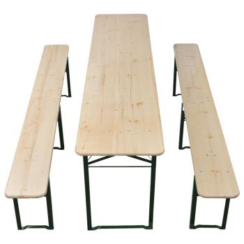 Biertisch mit 2 Bänken Klappbar 220 cm Tannenholz