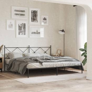 ARDEBO.de - Bettgestell mit Kopfteil Metall Schwarz 200x200 cm