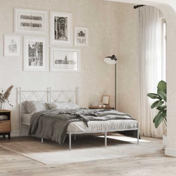 ARDEBO.de - Bettgestell mit Kopfteil Metall Weiß 120x200 cm