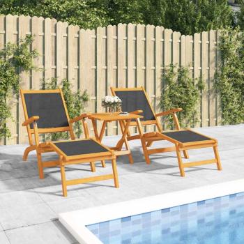 ARDEBO.de - Garten-Liegestühle 2 Stk. Massivholz Akazie und Textilene