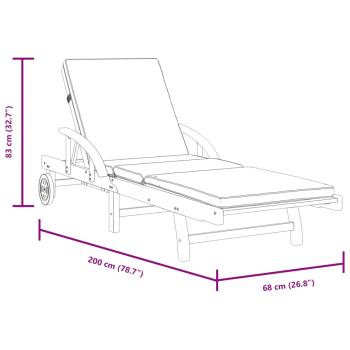 Sonnenliegen 2 Stk. mit Auflagen 200x68x83 cm Massivholz Akazie