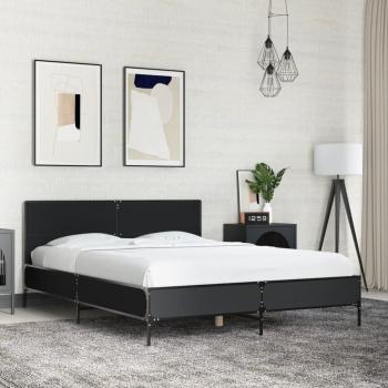 ARDEBO.de - Bettgestell Schwarz 135x190 cm Holzwerkstoff und Metall