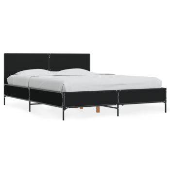 Bettgestell Schwarz 135x190 cm Holzwerkstoff und Metall