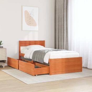 ARDEBO.de - Massivholzbett ohne Matratze Wachsbraun 75x190 cm Kiefernholz