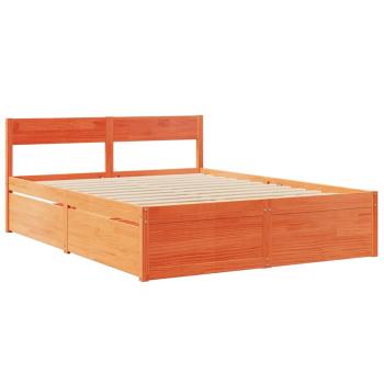 Massivholzbett ohne Matratze Wachsbraun 150x200 cm Kiefernholz