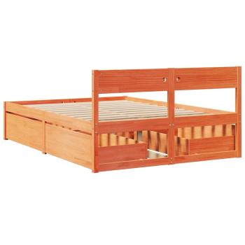 Massivholzbett ohne Matratze Wachsbraun 120x200 cm Kiefernholz