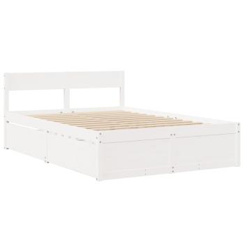 Massivholzbett ohne Matratze Weiß 135x190 cm Kiefernholz