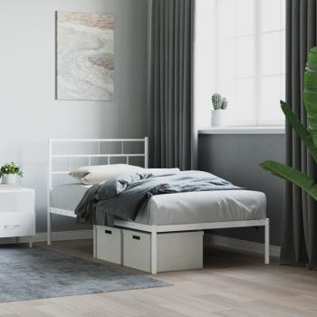 ARDEBO.de - Metallbett ohne Matratze mit Kopfteil Weiß 75x190 cm