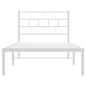 Metallbett ohne Matratze mit Kopfteil Weiß 75x190 cm