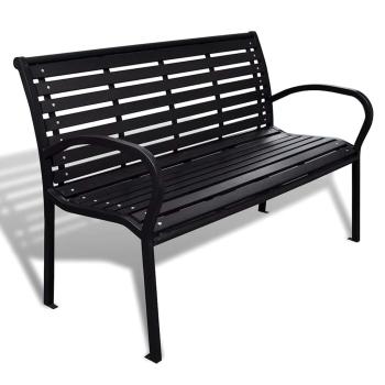 ARDEBO.de - Gartenbank 125 cm Stahl und WPC Schwarz