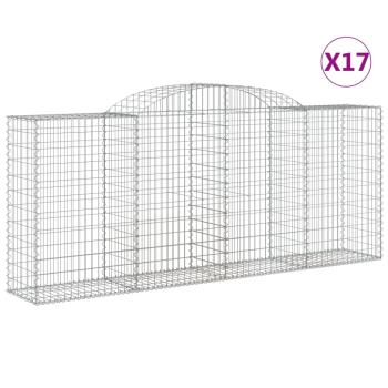 Gabionen mit Hochbogen 17 Stk 300x50x120/140cm Verzinktes Eisen
