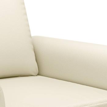 2-tlg. Sofagarnitur mit Kissen Creme Kunstleder