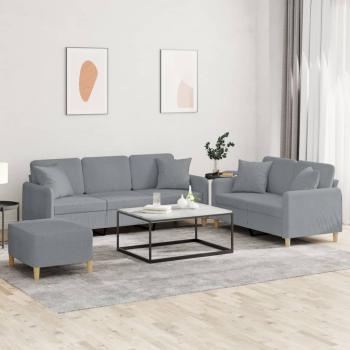 ARDEBO.de - 3-tlg. Sofagarnitur mit Kissen Hellgrau Stoff