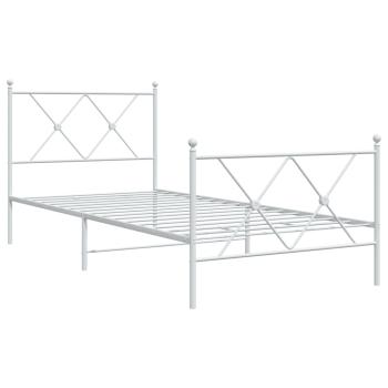 Bettgestell mit Kopf- und Fußteil Metall Weiß 90x190 cm