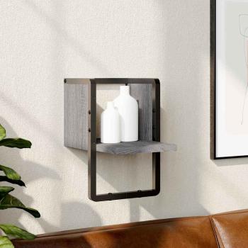ARDEBO.de - Wandregal mit Stange Grau Sonoma 20x25x30 cm