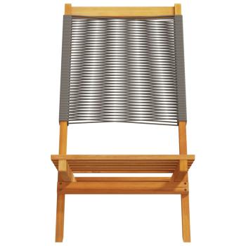 Klappstühle, 4 Stück, graues Massivholz Akazie