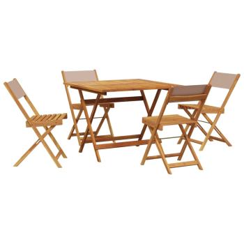 5-tlg. Garten-Essgruppe Stoff und Massivholz Taupe