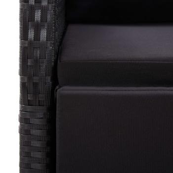 7-tlg. Garten-Essgruppe mit Kissen Schwarz Poly Rattan