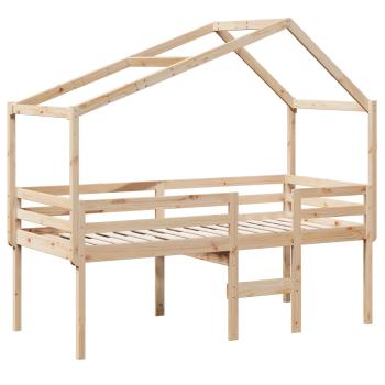 Hochbett mit Dach 80x200 cm Massivholz Kiefer