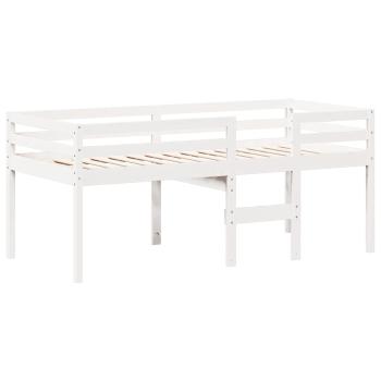 Hochbett mit Dach Weiß 90x200 cm Massivholz Kiefer