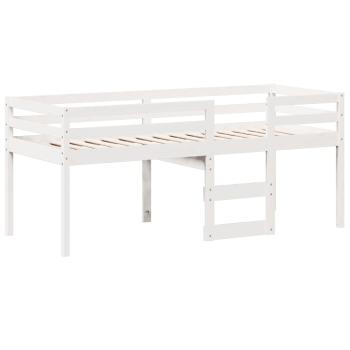 Hochbett mit Dach Weiß 90x190 cm Massivholz Kiefer