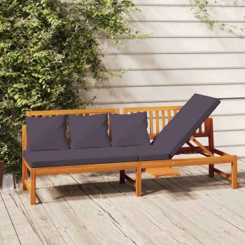 ARDEBO.de - Tagesbett mit Grauen Kissen 200x60x75 cm Massivholz Akazie