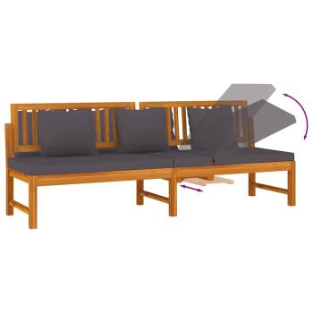 Tagesbett mit Grauen Kissen 200x60x75 cm Massivholz Akazie