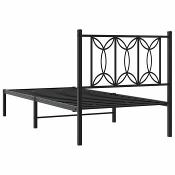 Bettgestell mit Kopfteil Metall Schwarz 90x200 cm