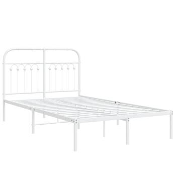 Bettgestell mit Kopfteil Metall Weiß 120x190 cm