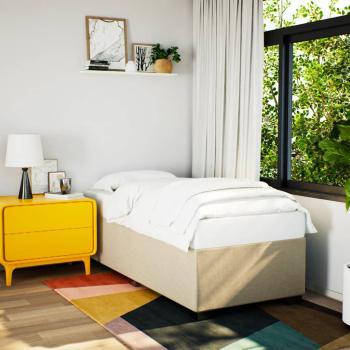 ARDEBO.de - Bettgestell ohne Matratze Creme 90x190 cm Stoff