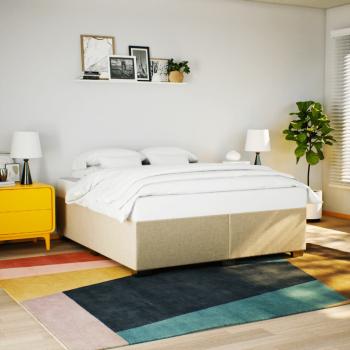 ARDEBO.de - Bettgestell ohne Matratze Creme 200x200 cm Stoff