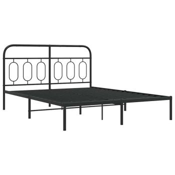 Bettgestell mit Kopfteil Metall Schwarz 150x200 cm