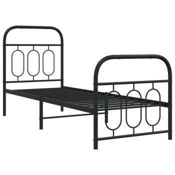 Bettgestell mit Kopf- und Fußteil Metall Schwarz 75x190 cm