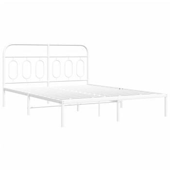 Bettgestell mit Kopfteil Metall Weiß 140x200 cm