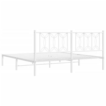 Bettgestell mit Kopfteil Metall Weiß 183x213 cm