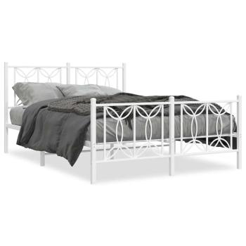 Bettgestell mit Kopf- und Fußteil Metall Weiß 135x190 cm