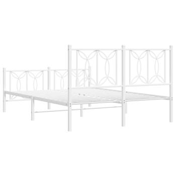 Bettgestell mit Kopf- und Fußteil Metall Weiß 135x190 cm