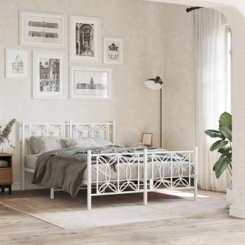 ARDEBO.de - Bettgestell mit Kopf- und Fußteil Metall Weiß 140x200 cm