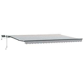 Markise Manuell mit LEDs Anthrazit & Weiß 500x300 cm