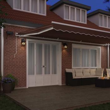 Markise Manuell mit LED Braun 600x300 cm