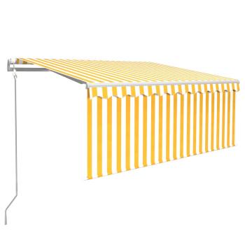 Markise Automatisch mit Rollo LED Windsensor 3,5x2,5m Gelb Weiß