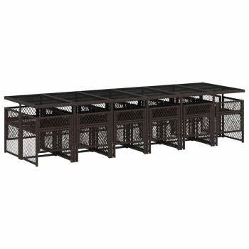 13-tlg. Garten-Essgruppe mit Kissen Braun Poly Rattan