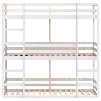 Dreifach-Etagenbett Weiß 75x190 cm Massivholz Kiefer