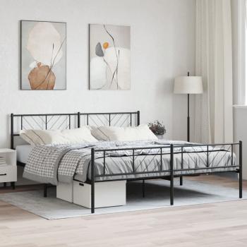ARDEBO.de - Metallbett ohne Matratze mit Fußteil Schwarz 180x200 cm
