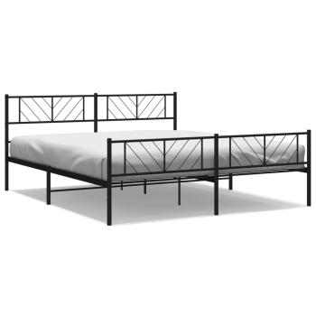 Metallbett ohne Matratze mit Fußteil Schwarz 180x200 cm