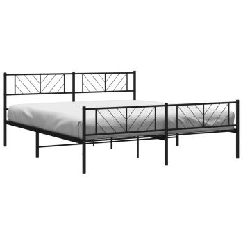Metallbett ohne Matratze mit Fußteil Schwarz 180x200 cm