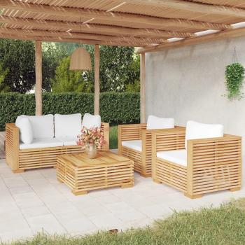 ARDEBO.de - 5-tlg. Garten-Lounge-Set mit Kissen Massivholz Teak
